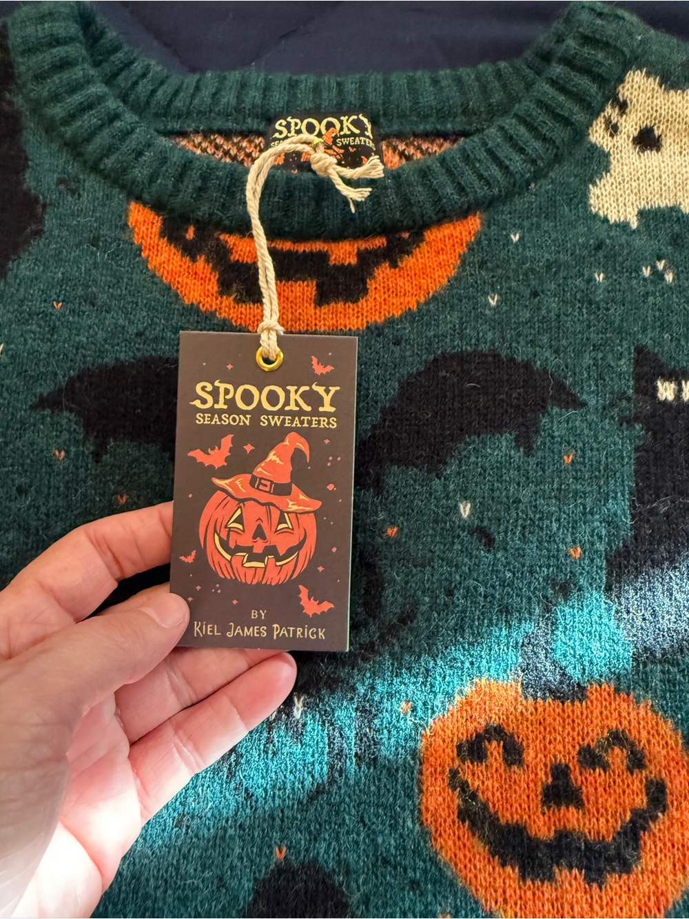 Women’s KJP Kiel James Patrick Wool Knit Halloween Sweater Large NWT - Picture 3 of 5